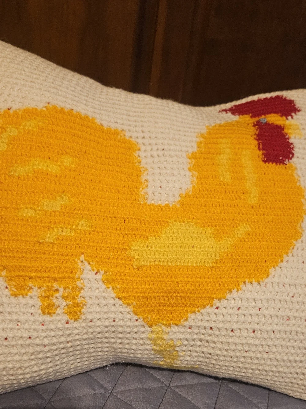 Handmade Yellow Rooster Pillow Cover Accent Decor